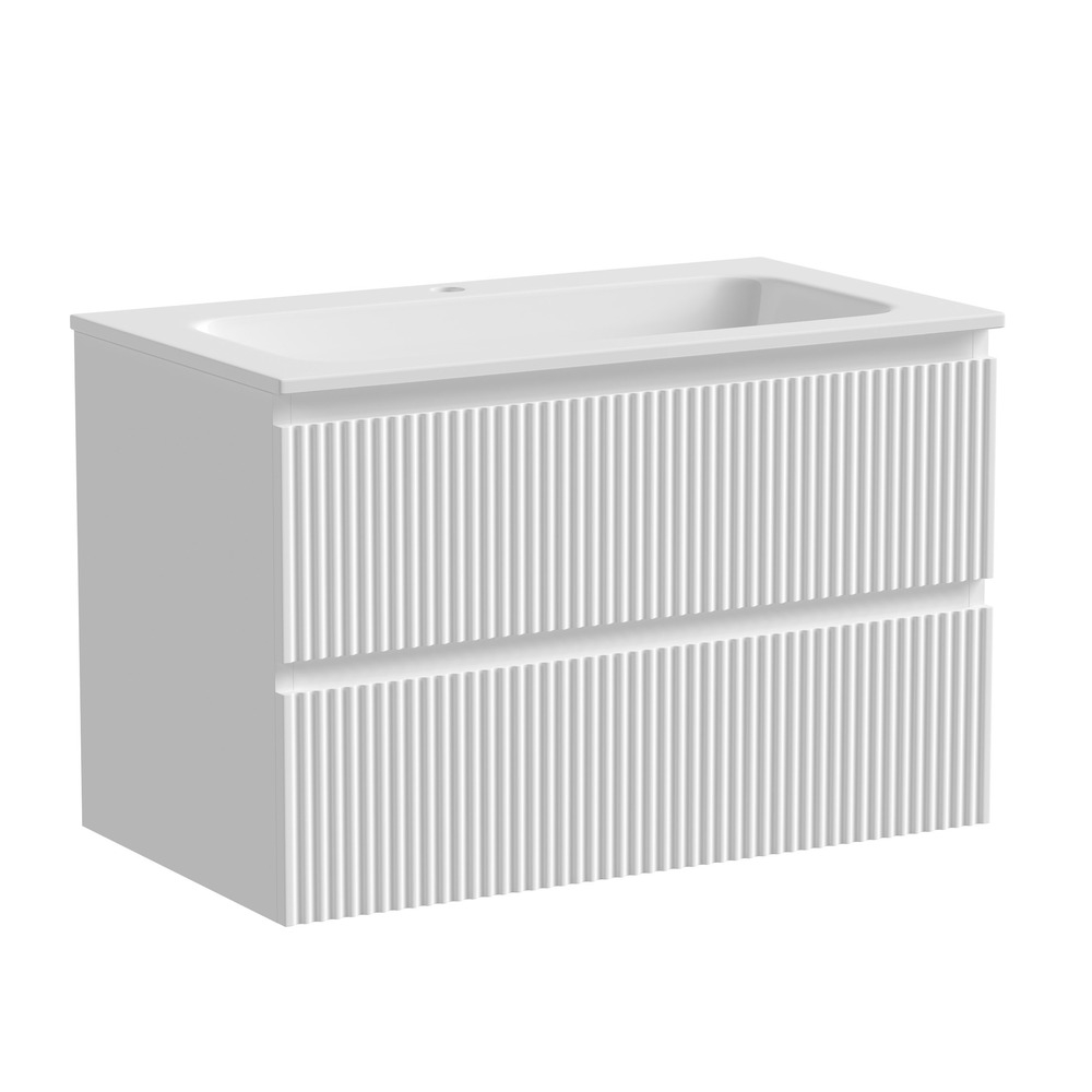 Тумба подвесная Sancos Snob R, Bianco 790х445х500, под столешницу без отверстия под смеситель, цвет Black Sky