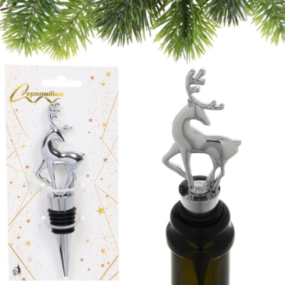 Пробка для бутылок «Олень», цвет серебро