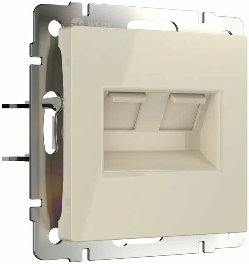 Розетка 2-я RJ-11 + RJ-45 Werkel  слоновая кость