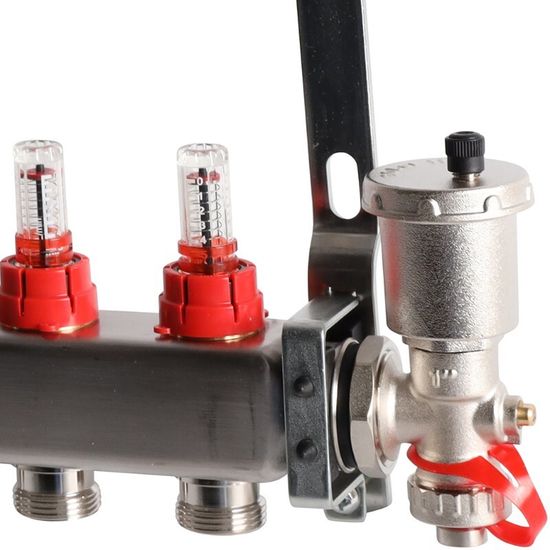 Коллектор Rommer 1"x3/4" на 11 контуров с расходомерами в сборе (нерж. сталь) RMS-1210-000011