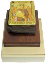 Инкрустированная икона Архангел Михаил 20х15см на натуральном дереве в подарочной коробке