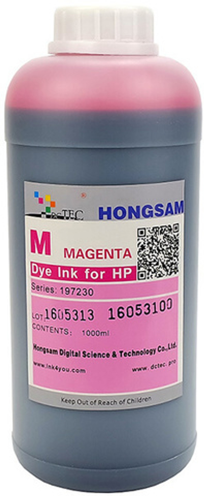 Чернила DCTec — HONGSAM водорастворимые для HP серия: 197230 - Magenta (Пурпурный) 1000 мл.