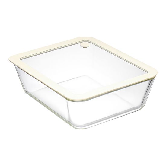 Контейнер для запекания и хранения стеклянный с вакуумным эффектом, 2,6 л, молочный