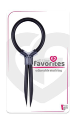 Черное эрекционное лассо ADJUSTABLE STUD RING (Цвет: черный)