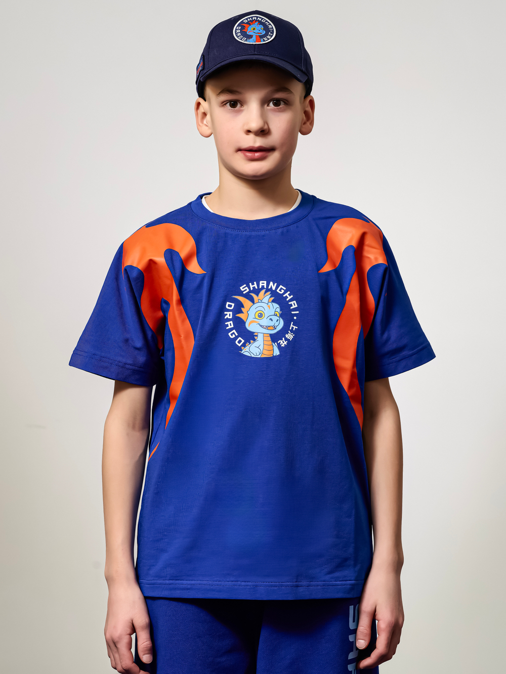 Футболка-кимоно детская синяя