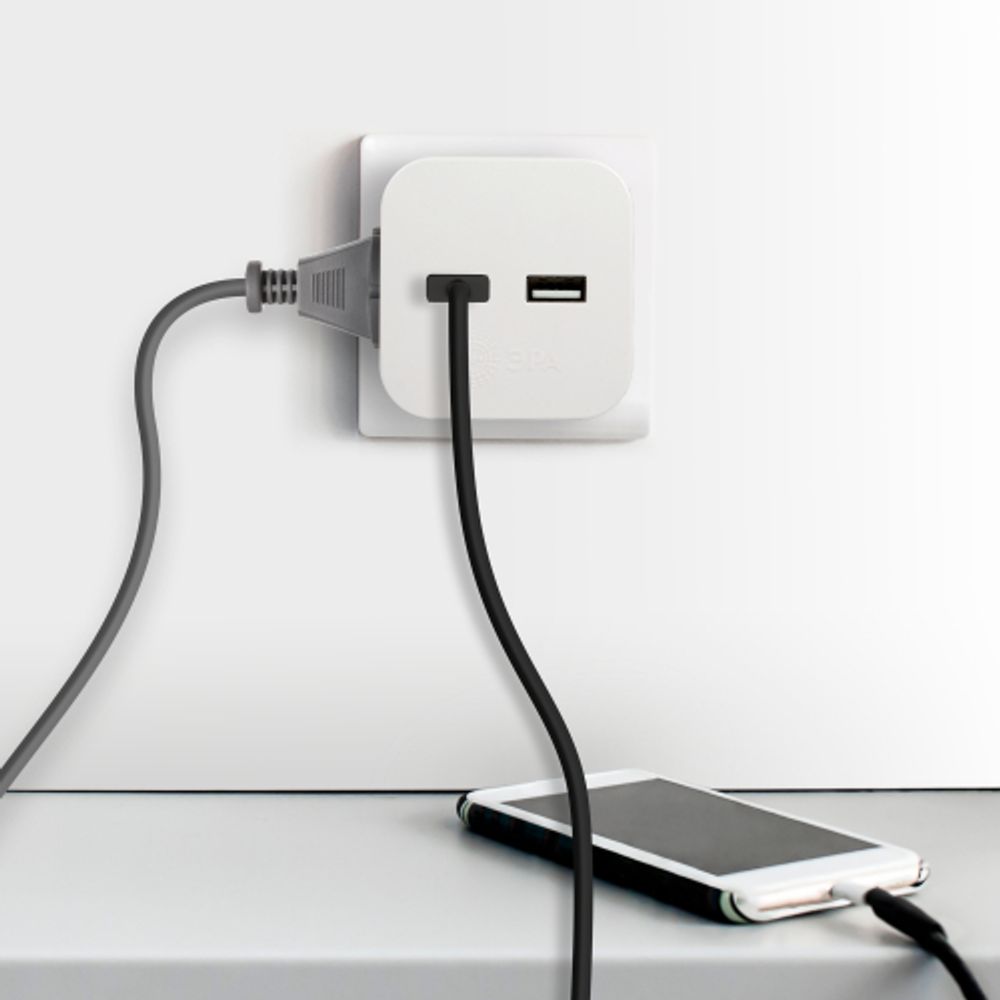 Разветвитель электрический ЭРА SP-2-USB-W на 2 розетки + 2xUSB 2400mA без заземления 10А белый | Электротовары