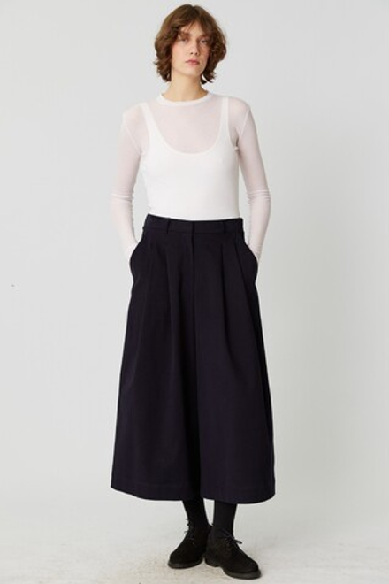 Кюлоты темно-синего цвета из бархатистого хлопка