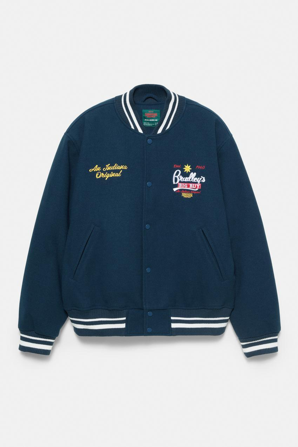 PULL&BEAR Куртка-бомбер "Stranger Things", синий