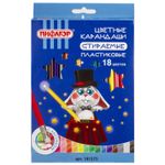 Карандаши цветные стираемые с резинкой ПИФАГОР "МАГИЯ", 18 цветов, пластиковые, 181575