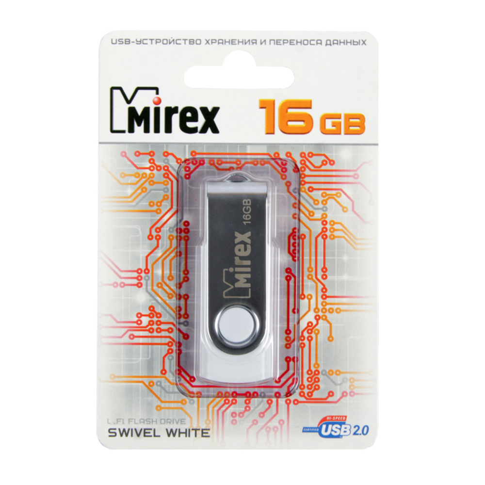 USB Флешка 16GB Mirex SWIVEL, USB 2.0, черная
