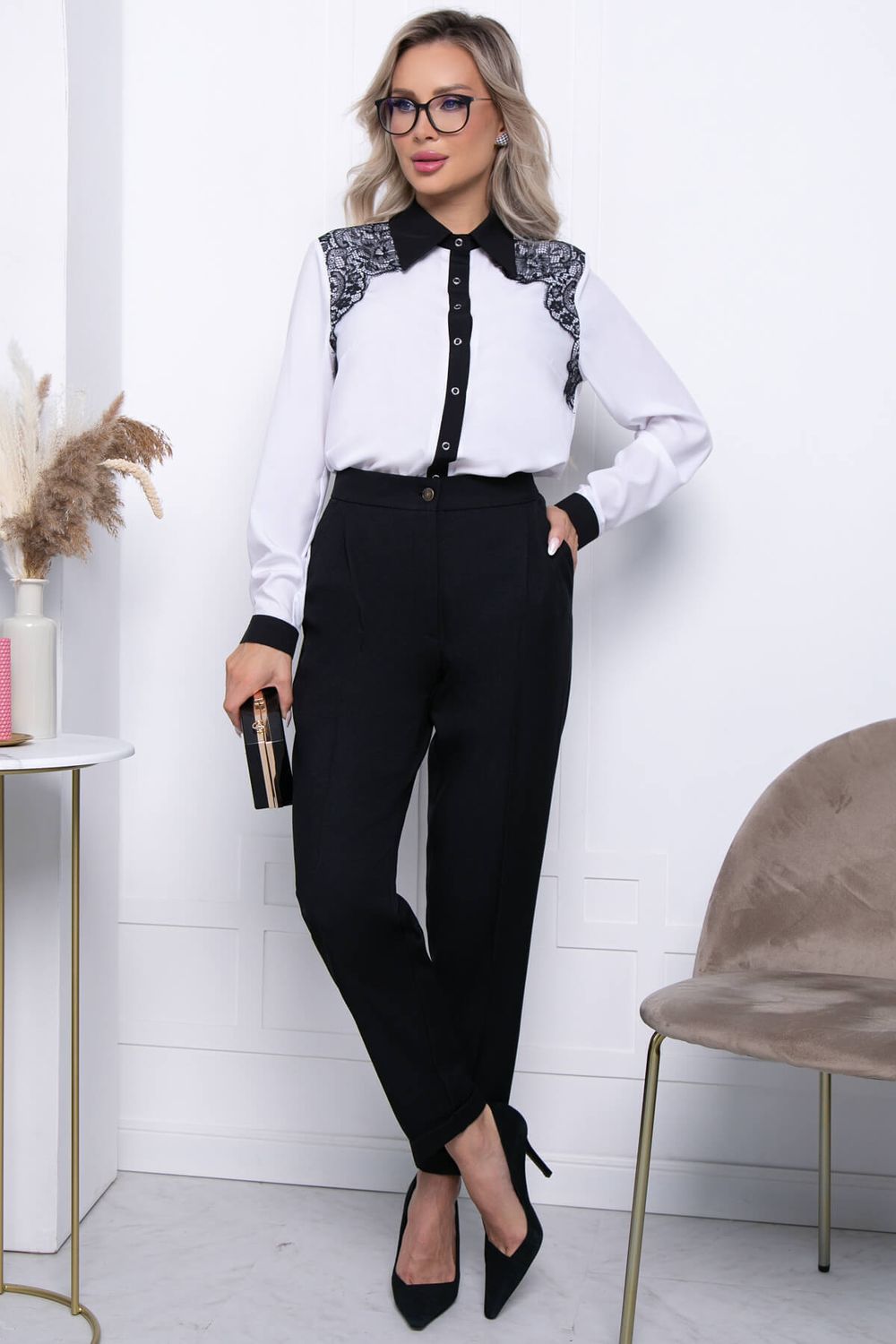 Блуза "Аника" Б7256 (белая) LT Collection (Акция)