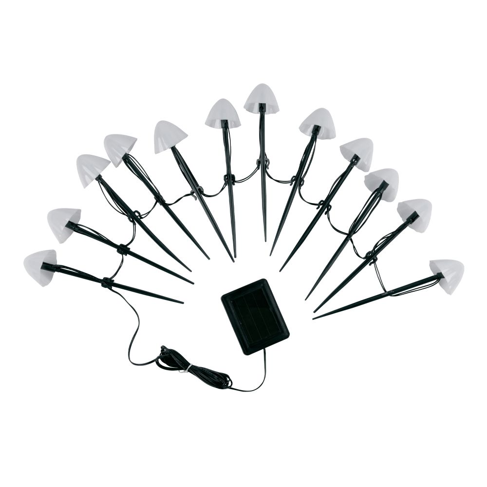 USL-S-830-PM020 MULTICOLOR MUSHROOMS SET12 Садовый светильник на солнечной батарее Разноцветные грибы. в комплекте из 12 штук. 12 светодиодов. Разноцветный свет. 1xАA Ni-Mh аккумулятор в-к. IP44. TM Uniel