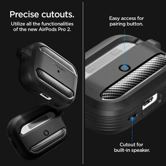 Чехол Spigen Rugged Armor Pro для AirPods Pro 2 (ACS05482) черный
