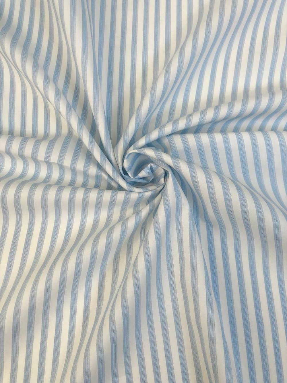 Коттон сорочка принт полоска, белый/голубой NB#78