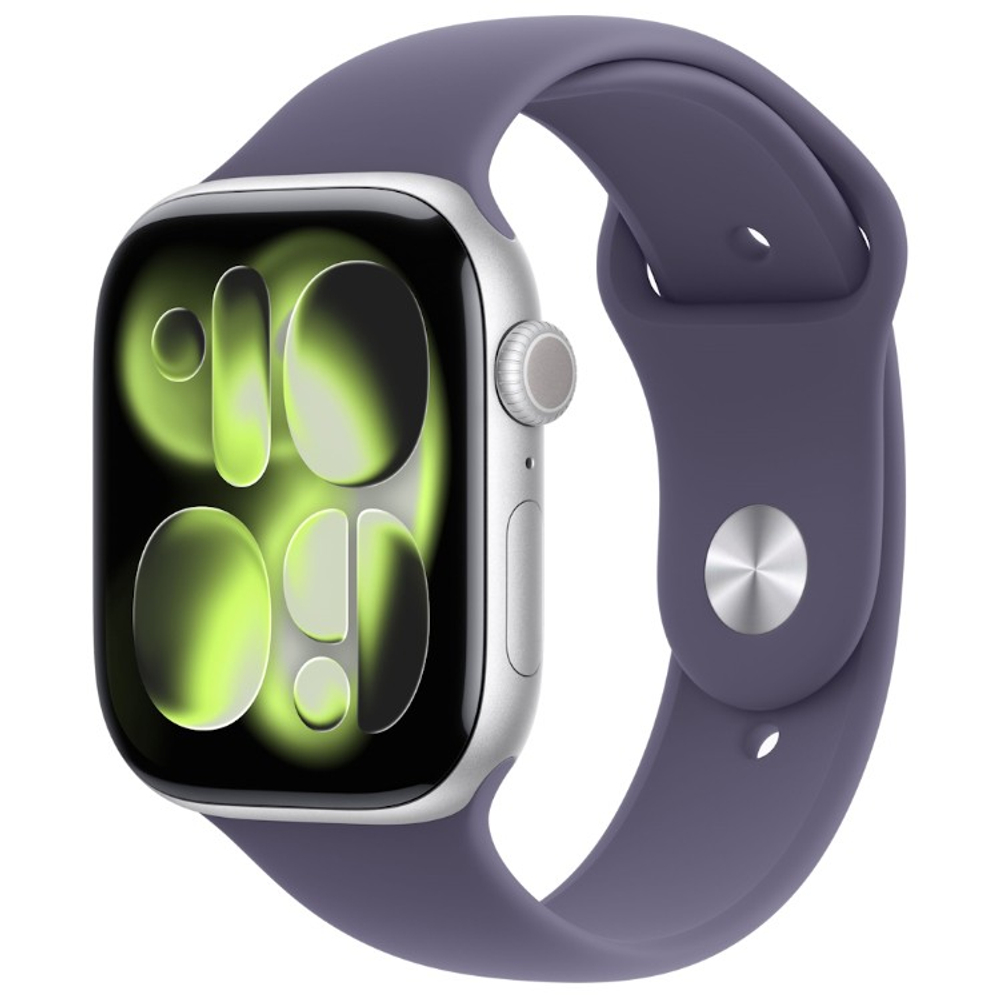 Умные часы Apple Watch Series 11, 46 mm, Silver Aluminium Purple Fog Sport Band M/L