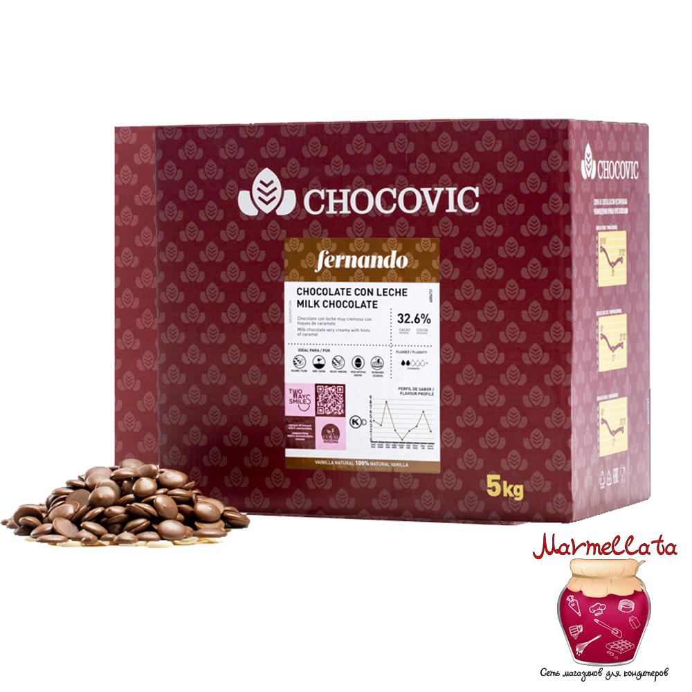 Шоколад CHOCOVIC МОЛОЧНЫЙ 32,6% Fernando, 1 кг