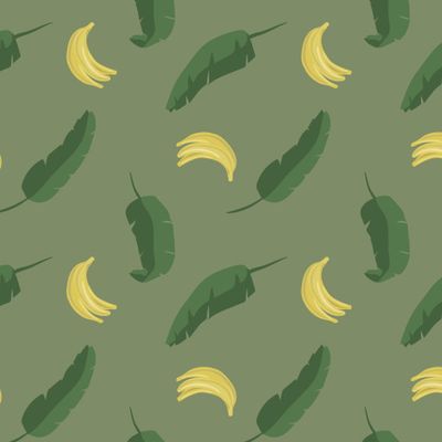 Бананы и листья на зеленом