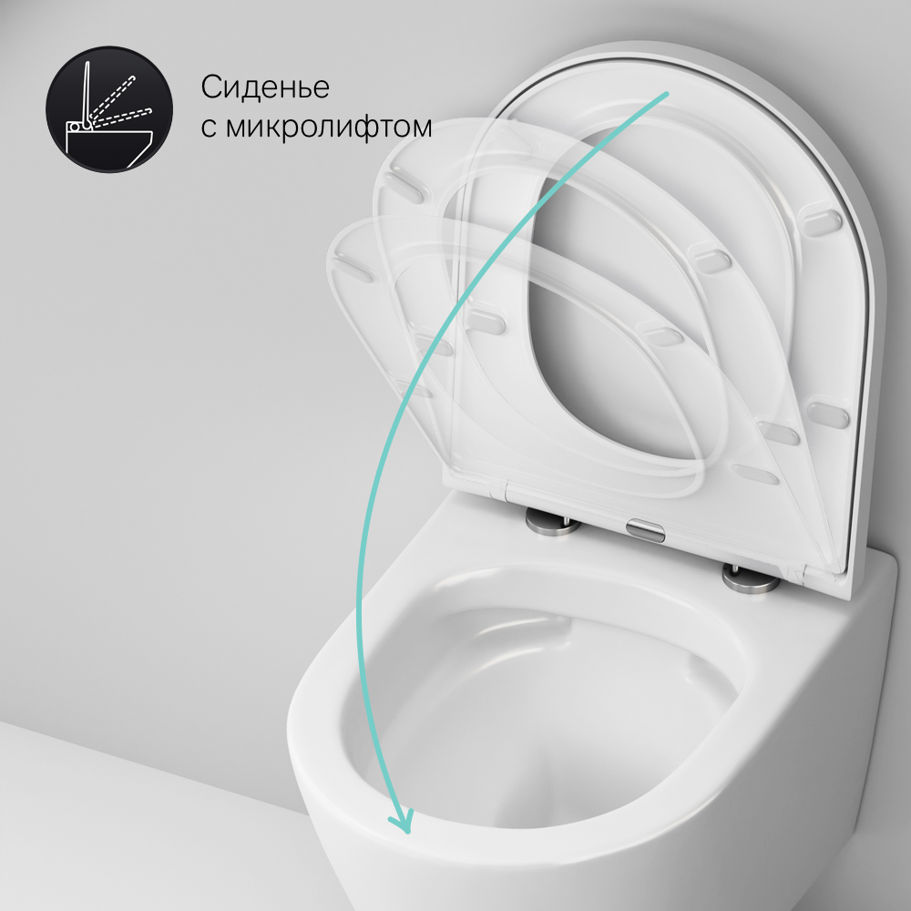 Унитаз подвесной FlashClean с сиденьем микролифт AM.PM Sense C741701SC белая