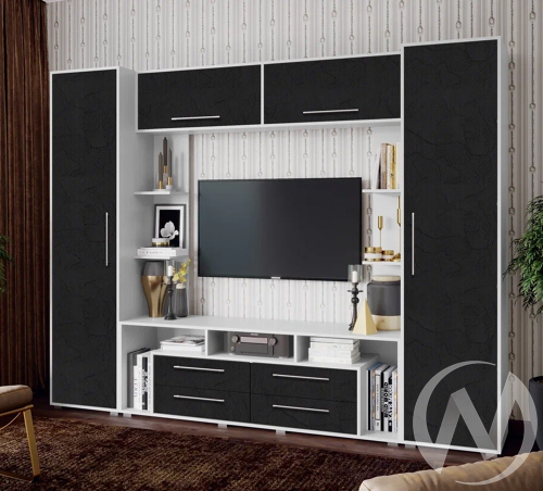 Гостиная Гармония (белый/пластер блэк)