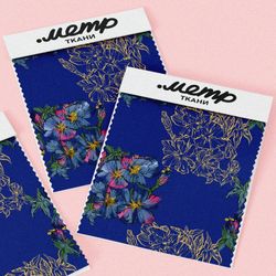 Ткань шифон цветы народная вышивка