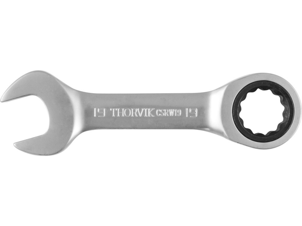 Ключ гаечный комбинированный трещоточныйкороткий, 19 мм Thorvik CSRW19
