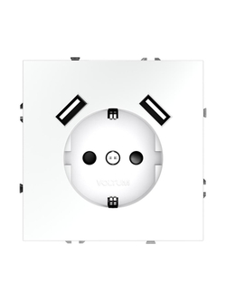 Розетка 1-м СП S70 16А с USB A+A с заземл. защ. шторки механизм бел. матов. Voltum VLS040402