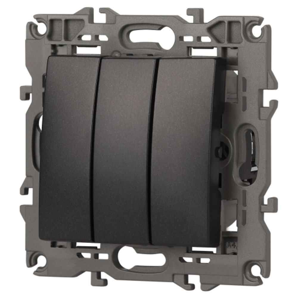 Выключатель ЭРА Elegance 14-1107-05 тройной 10АХ-250В IP20 антрацит