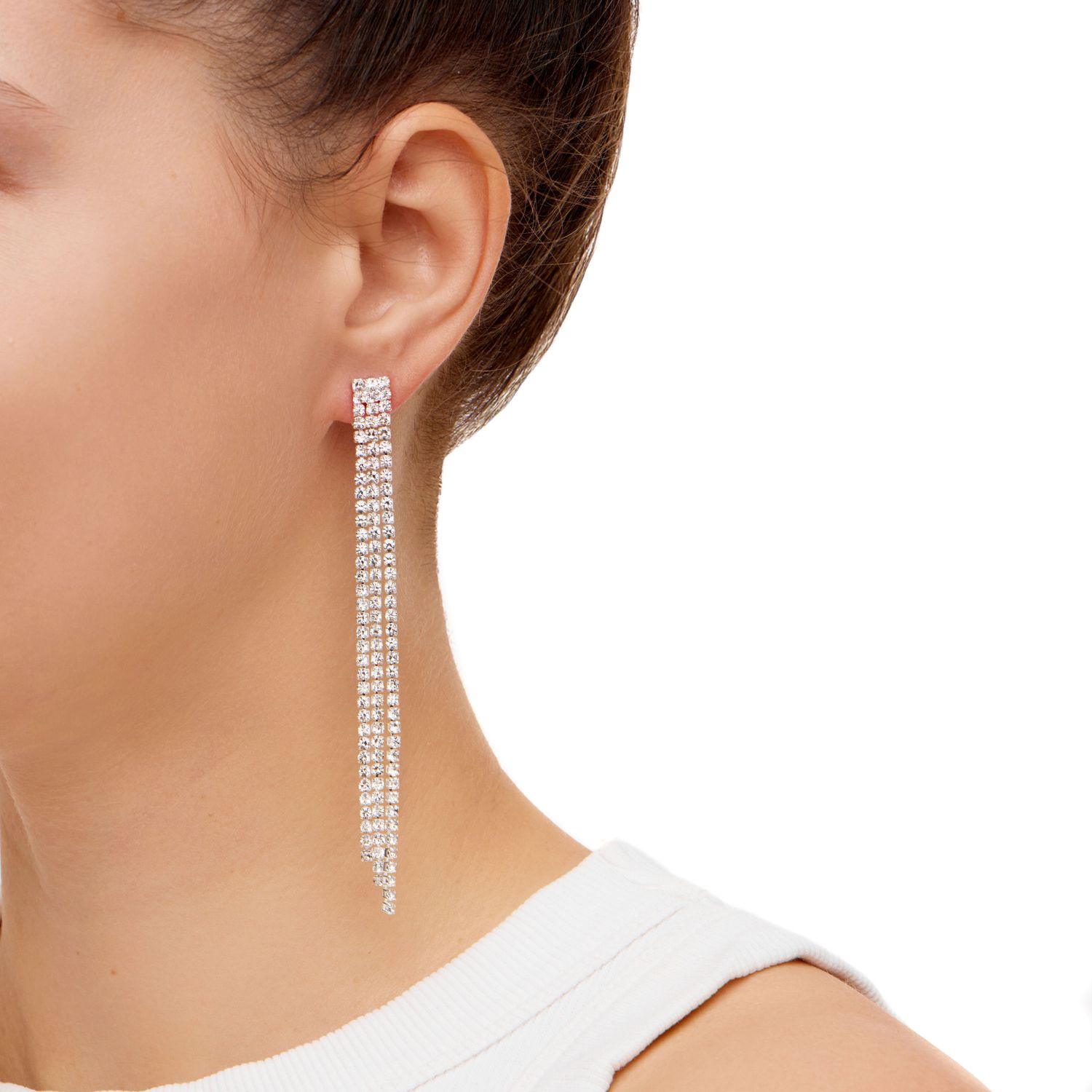Серьги Short Medium Floating Crystals Earrings