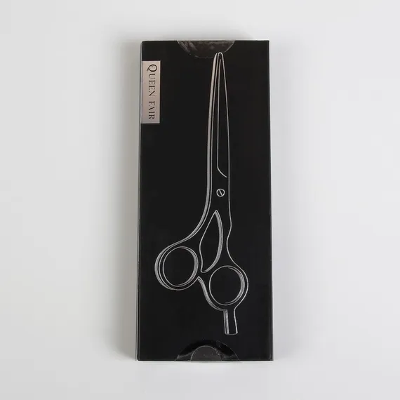 Ножницы парикмахерские с упором «Premium», загнутые кольца, лезвие — 6 см, цвет хамелеон