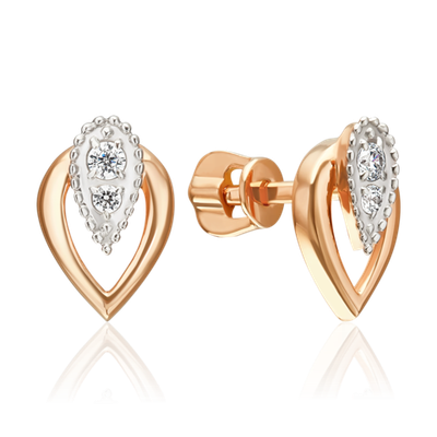 Серьги-пусеты из красного золота с фианитами 02-5541-00-401-1110