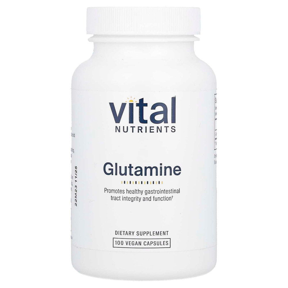 Vital Nutrients, Глютамин, 3400 мг, 100 веганских капсул (850 мг в каждой капсуле)