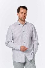 Сорочка мужская VESTER длинный рукав, бело-серая полоска 60216 05