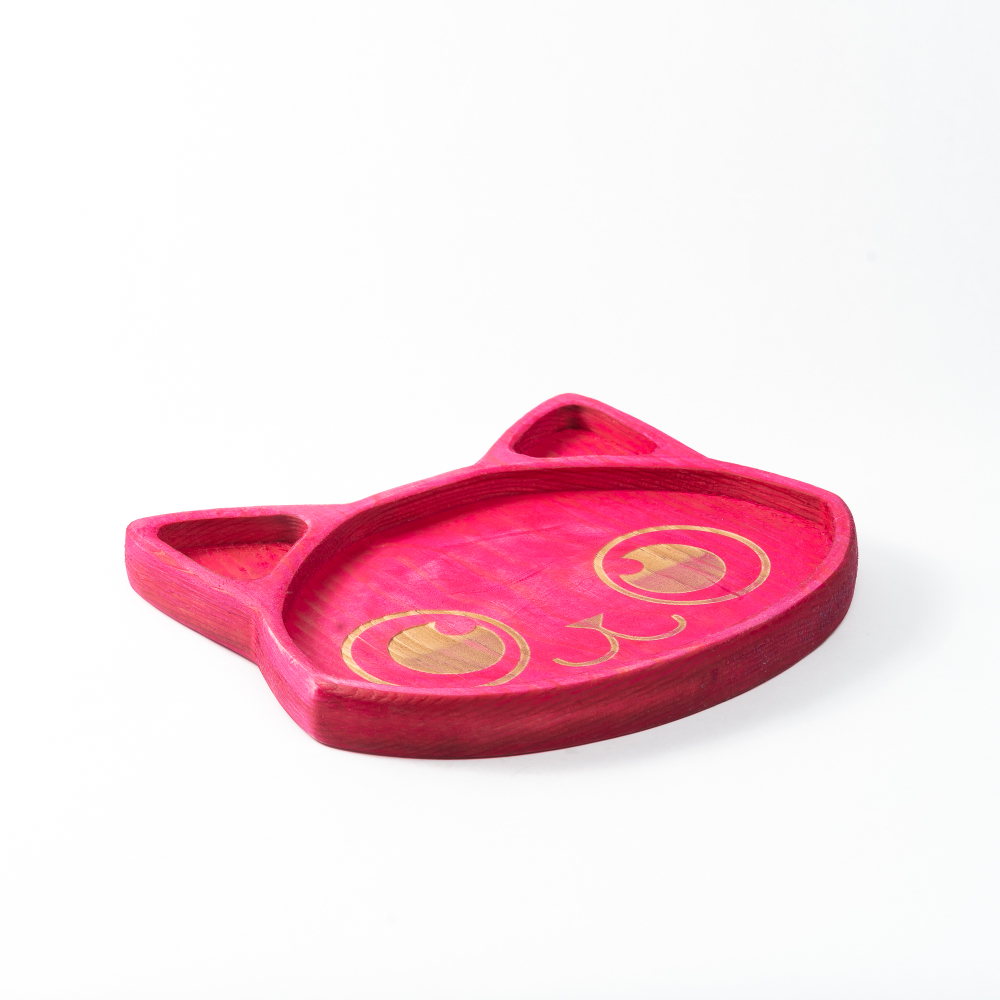 Менажница деревянная из сибирского кедра для подачи блюд и закусок с гравировкой "КОШКА". MG120