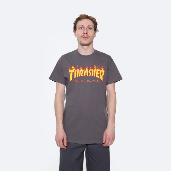 Футболка Thrasher Flame Logo (charcoal) артикул: - купить в магазине Дайс