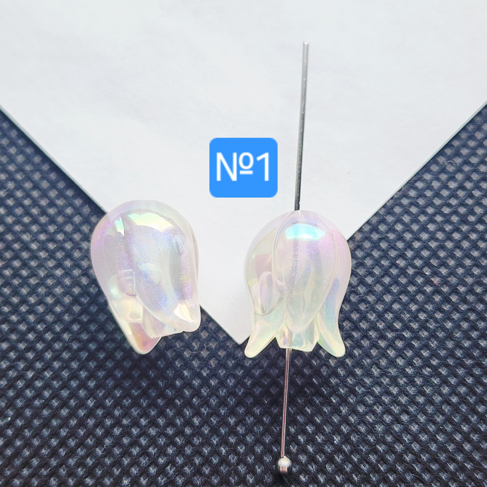 Бусина бутон, акрил, цветок, тюльпан, 16мм, штучно