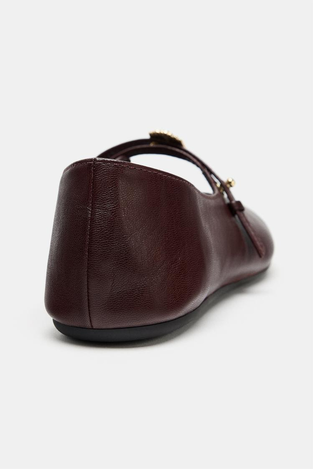 ZARA МЯГКИЕ КОЖАНЫЕ БАЛЕТКИ, БОРДОВО-КРАСНЫЙ