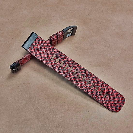 Ремешок нейлоновый 22 мм жакардовое плетение для Garmin MARQ / Epix / Fenix (47 мм) (Красный, черный)