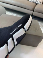 Кроссовки носки Balenciaga Speed 2.0 sock Баленсиага черные на белой подошве премиум класса