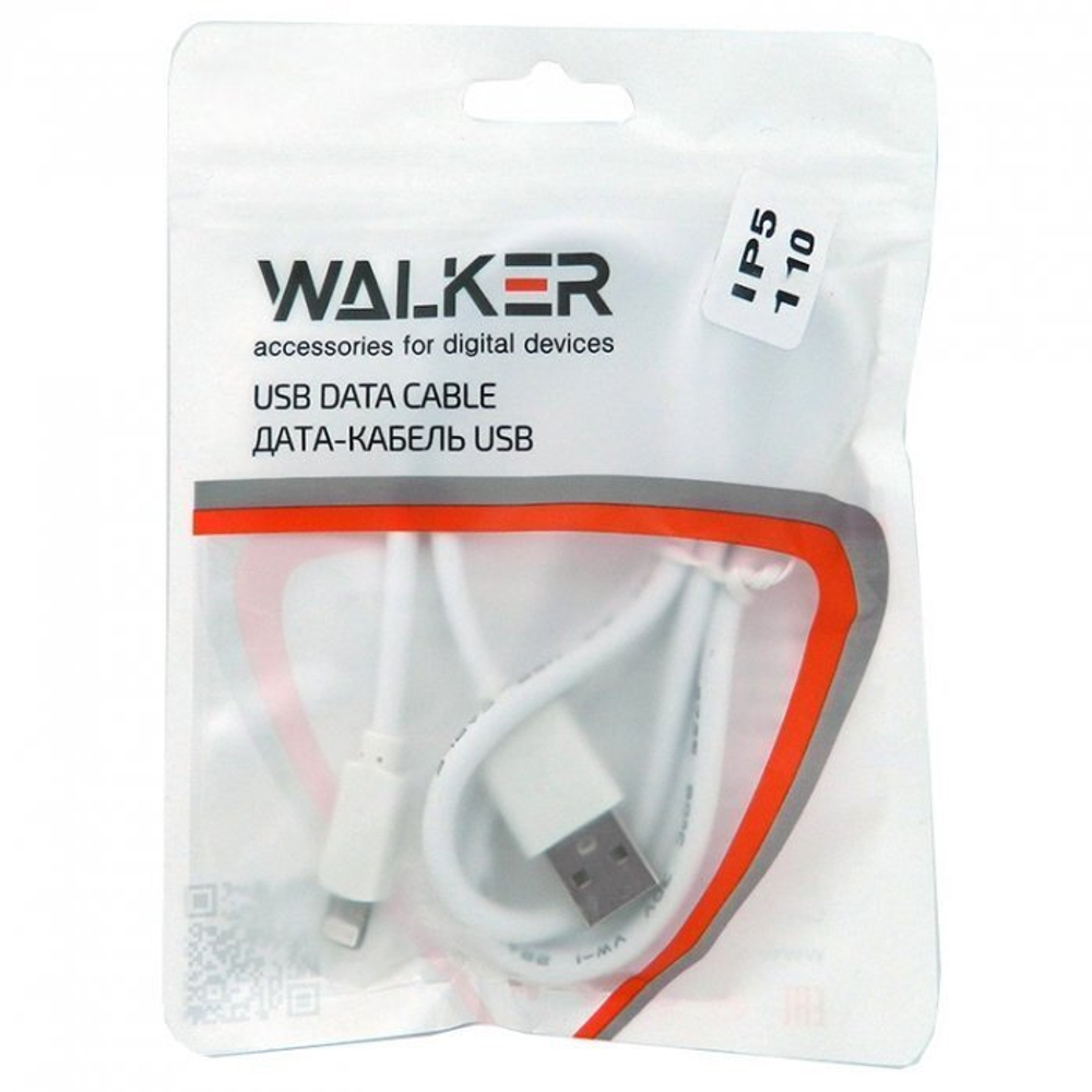 Кабель USB "WALKER" C110, Lightning, в пакете, белый