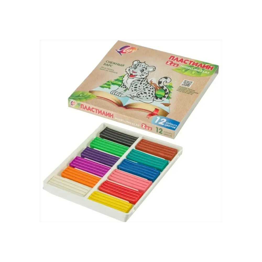 Пластилин 12цв. Луч ZOO 180г.