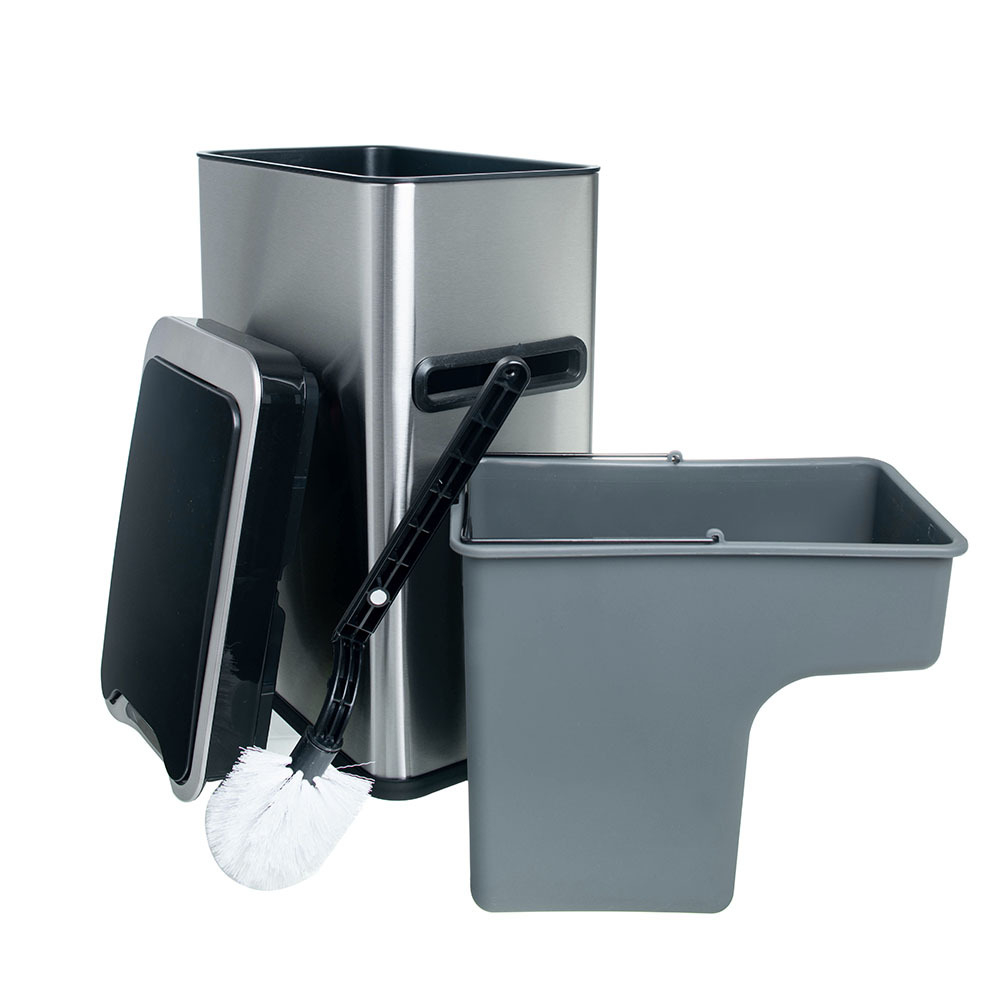 Ведро мусорное с ёршиком, сенсорное, внутр ведро, туалетная бумага, JAH-534, 7л (серебряный)