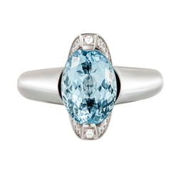 Кольцо Luna c Аквамарином и Бриллиантами, R0013-0/43