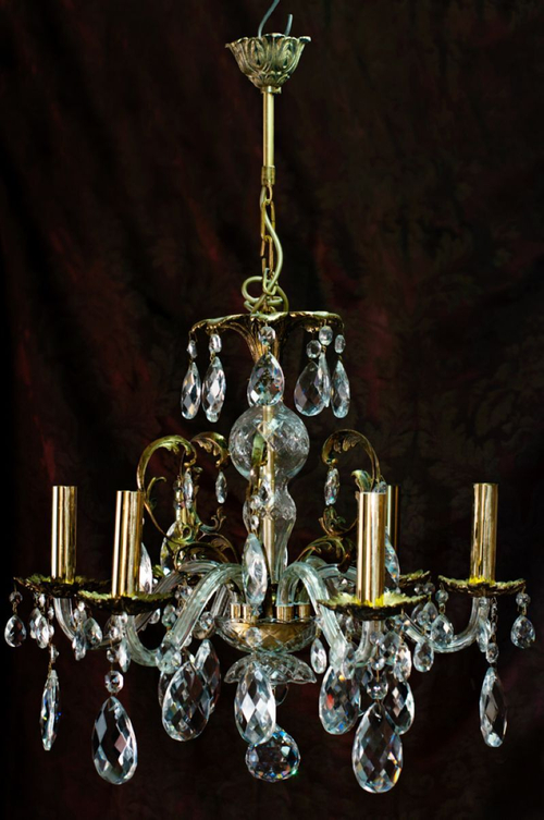 Старочешская люстра, бронза и хрусталь