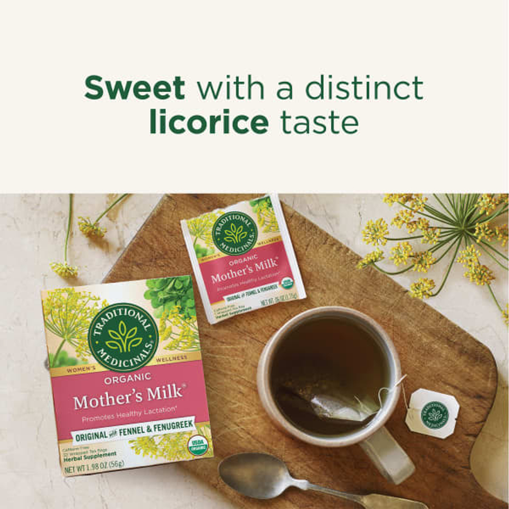Traditional Medicinals, Organic Mother's Milk®, оригинальный с фенхелем и пажитником, без кофеина, 32 чайных пакетика в упаковке, 56 г (1,98 унции)