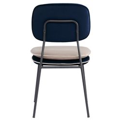 Стул с контрастным кантом Pea, велюр, темно-синий/бежевый