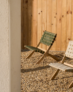 Складное кресло Chabeli из массива акации и шнура зеленого цвета