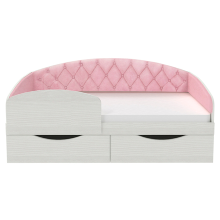 Кровать односпальная КарИВи Беллуччи с каретной стяжкой 80x160 Белое Дерево Розовый