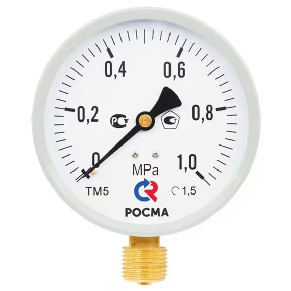 Манометр Росма ТМ-510Р.00 М2 (0-1,0 МПа) G1/2quot; 1.5 (снизу) корпус 100 мм 00000006819