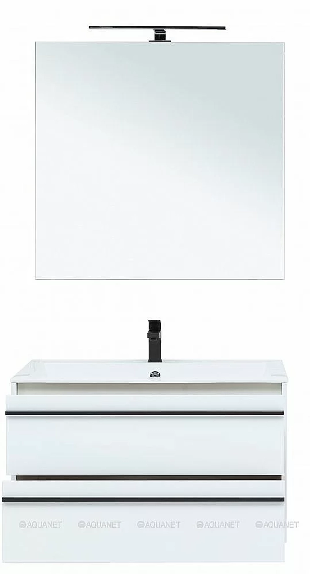 Тумба с раковиной Aquanet Lino 90 белая матовая