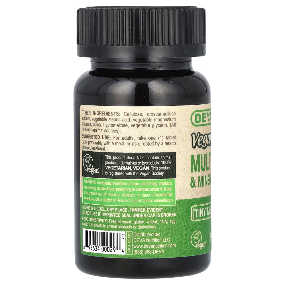 Deva, мультивитаминная и минеральная добавка, для веганов, 90 таблеток